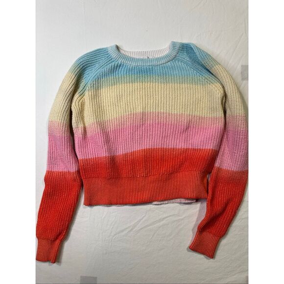 White + Warren Recycled Cotton Textured Rainbow Crewneck Sweater in Rainbow Stri - Picture 2 of 8